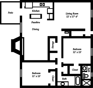 B2D - Two Bedroom / Den / Two Bath - 1,292 Sq. Ft.*